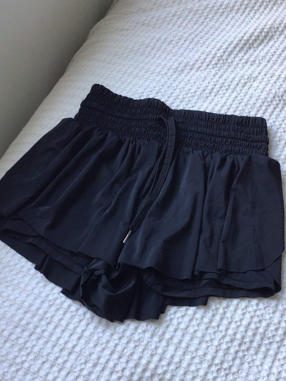 Amazon Black Ruffled Smocked Waist Active shorts